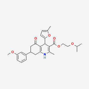 molecular formula C28H33NO6 B15028427 2-(Propan-2-yloxy)ethyl 7-(3-methoxyphenyl)-2-methyl-4-(5-methylfuran-2-yl)-5-oxo-1,4,5,6,7,8-hexahydroquinoline-3-carboxylate 