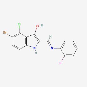 (2E)-5-Bromo-4-chloro-2-{[(2-fluorophenyl)amino]methylidene}-2,3-dihydro-1H-indol-3-one