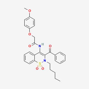 molecular formula C29H30N2O6S B15028460 N-(3-benzoyl-1,1-dioxido-2-pentyl-2H-1,2-benzothiazin-4-yl)-2-(4-methoxyphenoxy)acetamide 