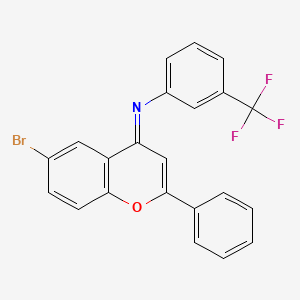 molecular formula C22H13BrF3NO B15028478 (E)-N-(6-bromo-2-phenyl-4H-chromen-4-ylidene)-3-(trifluoromethyl)aniline 