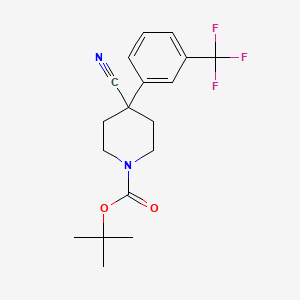 molecular formula C18H21F3N2O2 B1502850 1-Boc-4-cyano-4-(3-trifluoromethylphenyl)-piperidine CAS No. 634465-43-3