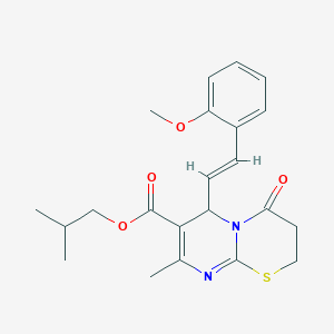 molecular formula C22H26N2O4S B15028511 2-methylpropyl 6-[(E)-2-(2-methoxyphenyl)ethenyl]-8-methyl-4-oxo-3,6-dihydro-2H-pyrimido[2,1-b][1,3]thiazine-7-carboxylate 