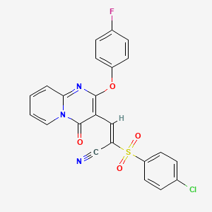 (2E)-2-[(4-chlorophenyl)sulfonyl]-3-[2-(4-fluorophenoxy)-4-oxo-4H-pyrido[1,2-a]pyrimidin-3-yl]prop-2-enenitrile