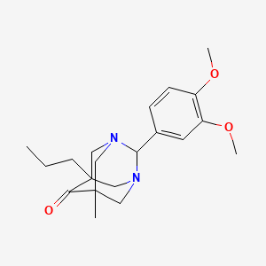 2-(3,4-Dimethoxyphenyl)-5-methyl-7-propyl-1,3-diazatricyclo[3.3.1.1~3,7~]decan-6-one