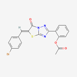 molecular formula C19H12BrN3O3S B15028548 2-[(5Z)-5-(4-bromobenzylidene)-6-oxo-5,6-dihydro[1,3]thiazolo[3,2-b][1,2,4]triazol-2-yl]phenyl acetate 