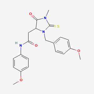 molecular formula C21H23N3O4S B15028567 2-[3-(4-methoxybenzyl)-1-methyl-5-oxo-2-thioxoimidazolidin-4-yl]-N-(4-methoxyphenyl)acetamide 