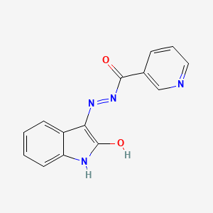 molecular formula C14H10N4O2 B15028575 Nicotinic acid (2-oxo-1,2-dihydro-indol-3-ylidene)-hydrazide 