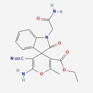 Ethyl 6'-amino-1-(2-amino-2-oxoethyl)-5'-cyano-2'-methyl-2-oxo-1,2-dihydrospiro[indole-3,4'-pyran]-3'-carboxylate