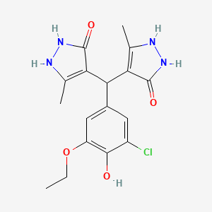 4-[(3-chloro-5-ethoxy-4-hydroxyphenyl)(5-hydroxy-3-methyl-1H-pyrazol-4-yl)methyl]-3-methyl-1H-pyrazol-5-ol