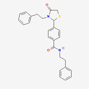 4-[4-oxo-3-(2-phenylethyl)-1,3-thiazolidin-2-yl]-N-(2-phenylethyl)benzamide