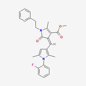 methyl (4Z)-4-{[1-(2-fluorophenyl)-2,5-dimethyl-1H-pyrrol-3-yl]methylidene}-2-methyl-5-oxo-1-(2-phenylethyl)-4,5-dihydro-1H-pyrrole-3-carboxylate