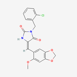 (5E)-3-(2-chlorobenzyl)-5-[(6-methoxy-1,3-benzodioxol-5-yl)methylidene]imidazolidine-2,4-dione