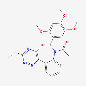 molecular formula C22H22N4O5S B15028663 1-[3-(methylsulfanyl)-6-(2,4,5-trimethoxyphenyl)[1,2,4]triazino[5,6-d][3,1]benzoxazepin-7(6H)-yl]ethanone 