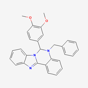 molecular formula C29H25N3O2 B15028670 5-Benzyl-6-(3,4-dimethoxyphenyl)-5,6-dihydrobenzimidazo[1,2-c]quinazoline 