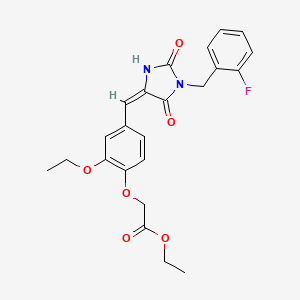 ethyl (2-ethoxy-4-{(E)-[1-(2-fluorobenzyl)-2,5-dioxoimidazolidin-4-ylidene]methyl}phenoxy)acetate