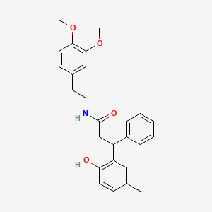 N-[2-(3,4-dimethoxyphenyl)ethyl]-3-(2-hydroxy-5-methylphenyl)-3-phenylpropanamide