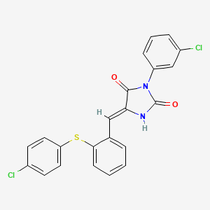 (5Z)-3-(3-chlorophenyl)-5-{2-[(4-chlorophenyl)sulfanyl]benzylidene}imidazolidine-2,4-dione