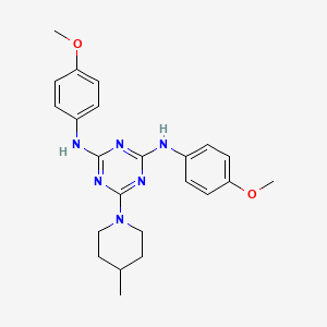 molecular formula C23H28N6O2 B15028774 N,N'-bis(4-methoxyphenyl)-6-(4-methylpiperidin-1-yl)-1,3,5-triazine-2,4-diamine 