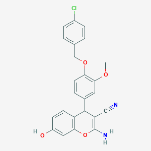 molecular formula C24H19ClN2O4 B15028802 2-amino-4-{4-[(4-chlorobenzyl)oxy]-3-methoxyphenyl}-7-hydroxy-4H-chromene-3-carbonitrile 