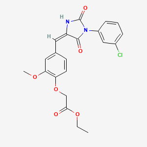 ethyl (4-{(E)-[1-(3-chlorophenyl)-2,5-dioxoimidazolidin-4-ylidene]methyl}-2-methoxyphenoxy)acetate