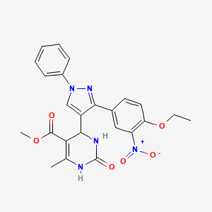 molecular formula C24H23N5O6 B15028864 methyl 4-[3-(4-ethoxy-3-nitrophenyl)-1-phenyl-1H-pyrazol-4-yl]-6-methyl-2-oxo-1,2,3,4-tetrahydropyrimidine-5-carboxylate 