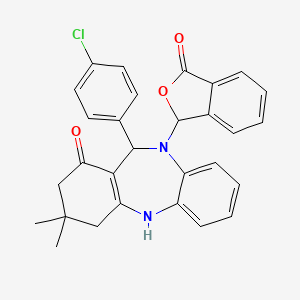 molecular formula C29H25ClN2O3 B15028869 11-(4-chlorophenyl)-3,3-dimethyl-10-(3-oxo-1,3-dihydro-2-benzofuran-1-yl)-2,3,4,5,10,11-hexahydro-1H-dibenzo[b,e][1,4]diazepin-1-one 