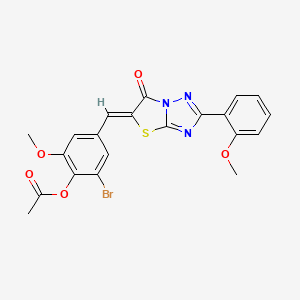 2-bromo-6-methoxy-4-{(Z)-[2-(2-methoxyphenyl)-6-oxo[1,3]thiazolo[3,2-b][1,2,4]triazol-5(6H)-ylidene]methyl}phenyl acetate