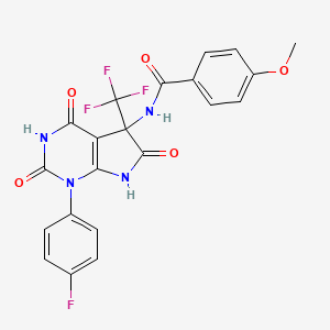 N-[1-(4-fluorophenyl)-4-hydroxy-2,6-dioxo-5-(trifluoromethyl)-2,5,6,7-tetrahydro-1H-pyrrolo[2,3-d]pyrimidin-5-yl]-4-methoxybenzamide