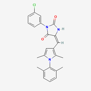 molecular formula C24H22ClN3O2 B15028965 (5E)-3-(3-chlorophenyl)-5-{[1-(2,6-dimethylphenyl)-2,5-dimethyl-1H-pyrrol-3-yl]methylidene}imidazolidine-2,4-dione 