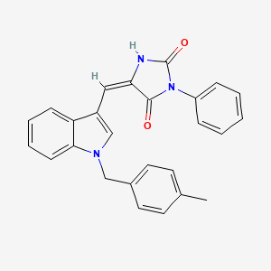 (5E)-5-{[1-(4-methylbenzyl)-1H-indol-3-yl]methylidene}-3-phenylimidazolidine-2,4-dione