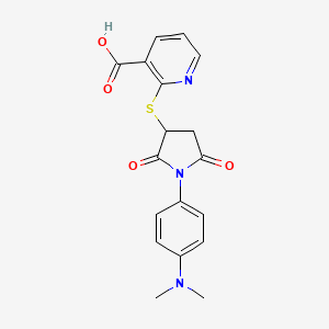 2-((1-(4-(Dimethylamino)phenyl)-2,5-dioxopyrrolidin-3-yl)thio)nicotinic acid