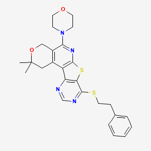 4,4-dimethyl-8-morpholin-4-yl-13-(2-phenylethylsulfanyl)-5-oxa-11-thia-9,14,16-triazatetracyclo[8.7.0.02,7.012,17]heptadeca-1(10),2(7),8,12(17),13,15-hexaene