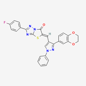 (5Z)-5-{[3-(2,3-dihydro-1,4-benzodioxin-6-yl)-1-phenyl-1H-pyrazol-4-yl]methylidene}-2-(4-fluorophenyl)[1,3]thiazolo[3,2-b][1,2,4]triazol-6(5H)-one