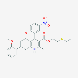 2-(Ethylsulfanyl)ethyl 7-(2-methoxyphenyl)-2-methyl-4-(3-nitrophenyl)-5-oxo-1,4,5,6,7,8-hexahydroquinoline-3-carboxylate