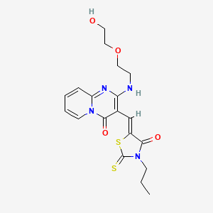 2-{[2-(2-hydroxyethoxy)ethyl]amino}-3-[(Z)-(4-oxo-3-propyl-2-thioxo-1,3-thiazolidin-5-ylidene)methyl]-4H-pyrido[1,2-a]pyrimidin-4-one