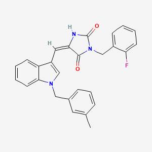 (5E)-3-(2-fluorobenzyl)-5-{[1-(3-methylbenzyl)-1H-indol-3-yl]methylidene}imidazolidine-2,4-dione