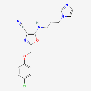 2-[(4-chlorophenoxy)methyl]-5-{[3-(1H-imidazol-1-yl)propyl]amino}-1,3-oxazole-4-carbonitrile