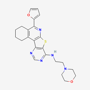 8-(furan-2-yl)-N-(2-morpholin-4-ylethyl)-11-thia-9,14,16-triazatetracyclo[8.7.0.02,7.012,17]heptadeca-1,7,9,12,14,16-hexaen-13-amine