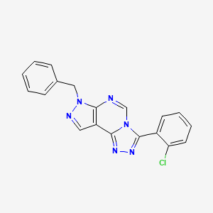 molecular formula C19H13ClN6 B15029331 7-benzyl-3-(2-chlorophenyl)-7H-pyrazolo[4,3-e][1,2,4]triazolo[4,3-c]pyrimidine 