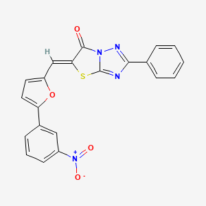 molecular formula C21H12N4O4S B15029386 (5Z)-5-{[5-(3-nitrophenyl)furan-2-yl]methylidene}-2-phenyl[1,3]thiazolo[3,2-b][1,2,4]triazol-6(5H)-one 