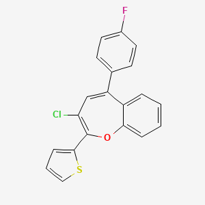 molecular formula C20H12ClFOS B15029403 3-Chloro-5-(4-fluorophenyl)-2-(thiophen-2-yl)-1-benzoxepine 