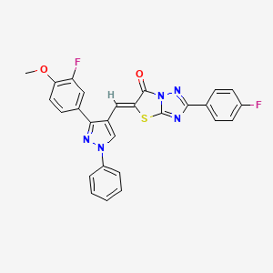 (5Z)-5-{[3-(3-fluoro-4-methoxyphenyl)-1-phenyl-1H-pyrazol-4-yl]methylene}-2-(4-fluorophenyl)[1,3]thiazolo[3,2-b][1,2,4]triazol-6(5H)-one