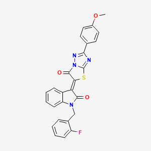 (3Z)-1-(2-Fluorobenzyl)-3-(2-(4-methoxyphenyl)-6-oxo[1,3]thiazolo[3,2-B][1,2,4]triazol-5(6H)-ylidene)-1,3-dihydro-2H-indol-2-one