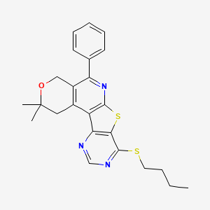 molecular formula C24H25N3OS2 B15029459 13-butylsulfanyl-4,4-dimethyl-8-phenyl-5-oxa-11-thia-9,14,16-triazatetracyclo[8.7.0.02,7.012,17]heptadeca-1(10),2(7),8,12(17),13,15-hexaene 