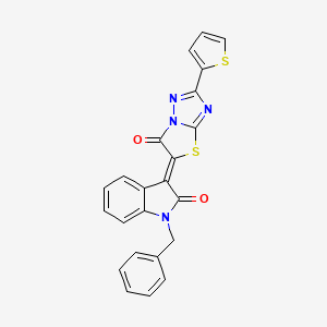 (3Z)-1-benzyl-3-[6-oxo-2-(thiophen-2-yl)[1,3]thiazolo[3,2-b][1,2,4]triazol-5(6H)-ylidene]-1,3-dihydro-2H-indol-2-one