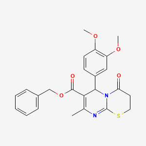 molecular formula C24H24N2O5S B15029488 benzyl 6-(3,4-dimethoxyphenyl)-8-methyl-4-oxo-3,4-dihydro-2H,6H-pyrimido[2,1-b][1,3]thiazine-7-carboxylate 