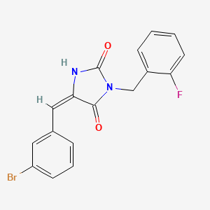 (5E)-5-(3-bromobenzylidene)-3-(2-fluorobenzyl)imidazolidine-2,4-dione