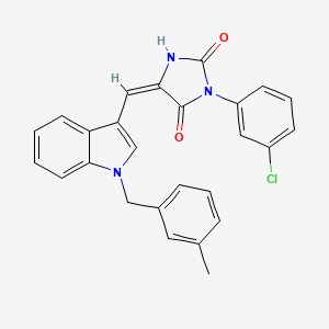 (5E)-3-(3-chlorophenyl)-5-{[1-(3-methylbenzyl)-1H-indol-3-yl]methylidene}imidazolidine-2,4-dione