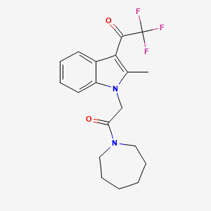 molecular formula C19H21F3N2O2 B15029542 1-{1-[2-(azepan-1-yl)-2-oxoethyl]-2-methyl-1H-indol-3-yl}-2,2,2-trifluoroethanone 