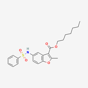 molecular formula C23H27NO5S B15029544 Heptyl 2-methyl-5-[(phenylsulfonyl)amino]-1-benzofuran-3-carboxylate 